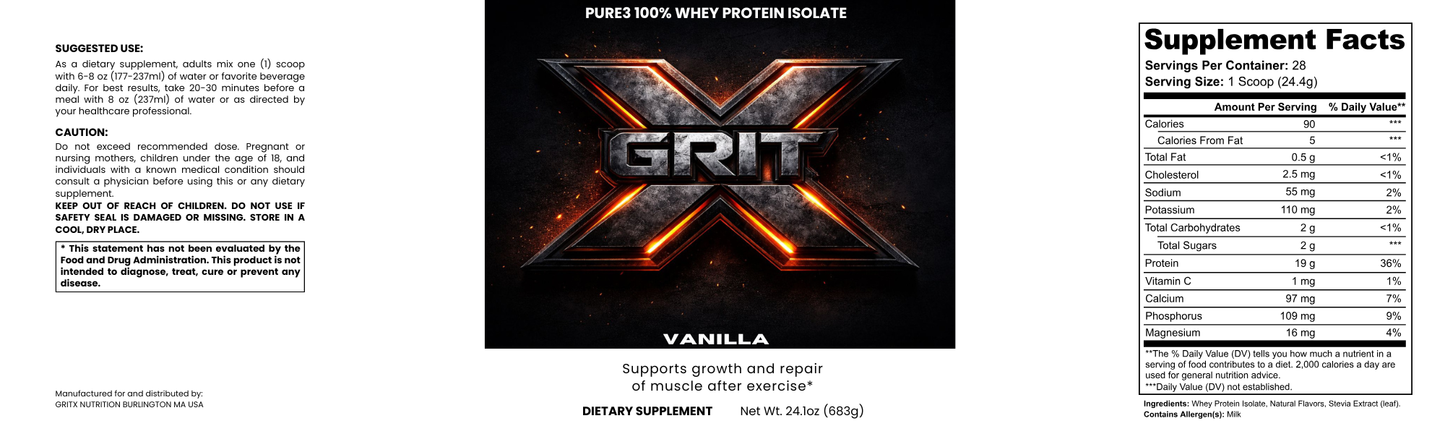 Pure3 100% Whey Protein Isolate (Vanilla)